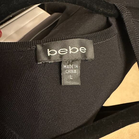 Bebe Side Cutout Black Tank Sexy Dress Silver Mesh Accent Large - Picture 3 of 4